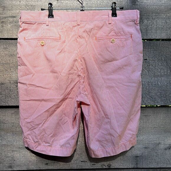Polo Golf Ralph Lauren Men's Red and White Striped Seersucker Chino Shorts Size - Picture 5 of 7